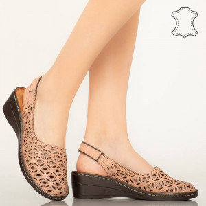 Pantofi piele naturala Huan roz