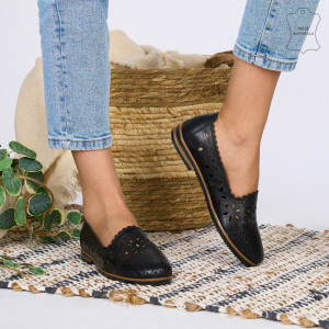 Pantofi Piele Naturala IZA Negri