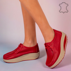Pantofi piele naturala Maxo rosii