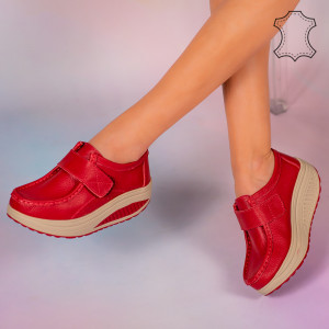 Pantofi piele naturala Metas rosii