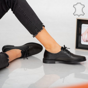 Pantofi piele naturala Pec negri