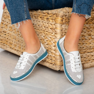 Pantofi piele naturala Sup albi