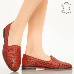 Pantofi piele naturala Timon rosii