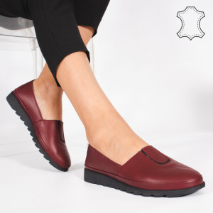 Pantofi Piele Naturala YOD Bordo