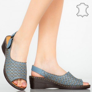 Platforme piele naturala Ben albastre