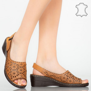 Platforme piele naturala Cuf maro