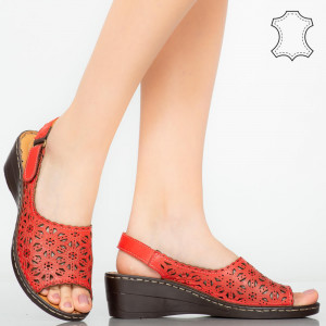 Platforme piele naturala Cuf rosii