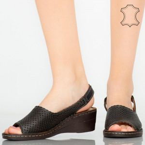 Platforme piele naturala Ron negre