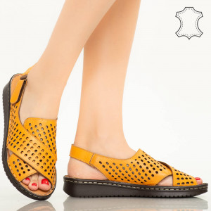 Sandale piele naturala Cox galbene