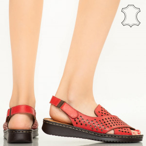 Sandale piele naturala Cox rosii
