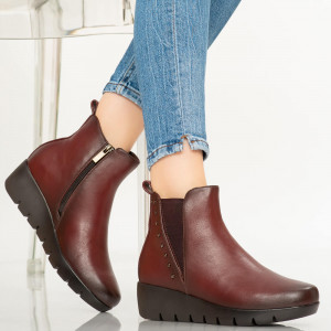 Botine imblanite Lofy bordo