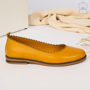 Pantofi Piele Naturala APS Galbeni