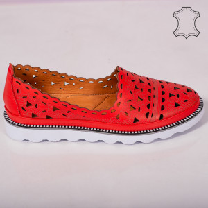 Pantofi piele naturala Bes rosii