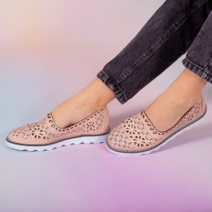 Pantofi piele naturala Bon roz