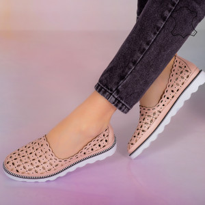 Pantofi piele naturala Bun roz