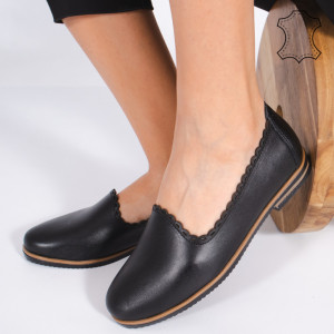 Pantofi Piele Naturala BUR Negri