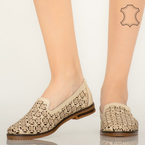 Pantofi piele naturala Bury bej
