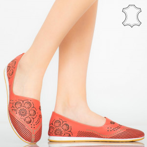 Pantofi piele naturala Cess rosii