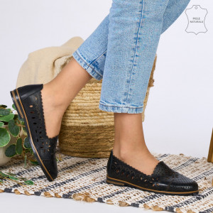 Pantofi Piele Naturala IZA Negri