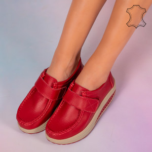 Pantofi piele naturala Metas rosii
