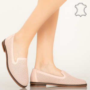 Pantofi piele naturala Velha roz