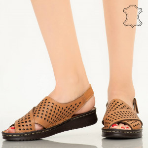 Sandale piele naturala Cox maro