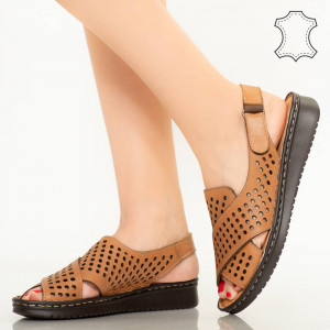 Sandale piele naturala Cox maro