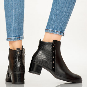 Botine imblanite Croc negre