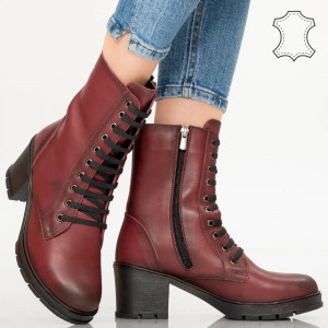 Botine piele naturala Gov bordo