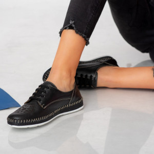 Pantofi piele naturala Alid negri