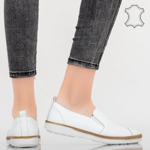 Pantofi piele naturala Bok albi