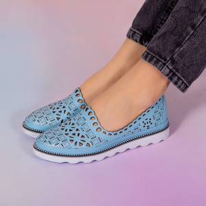 Pantofi piele naturala Bon albastri