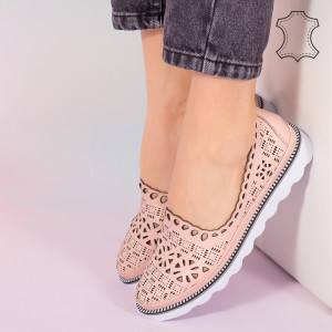 Pantofi piele naturala Bon roz