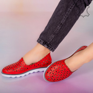 Pantofi piele naturala Bun rosii