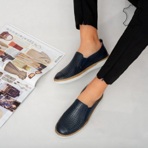 Pantofi piele naturala Erim bleumarin
