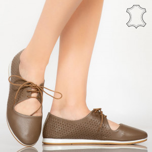 Pantofi piele naturala Esy maro