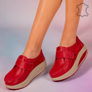 Pantofi piele naturala Metas rosii
