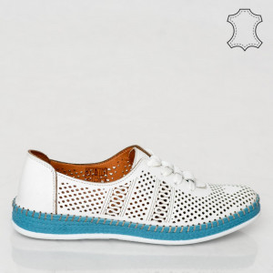 Pantofi piele naturala Sup albi