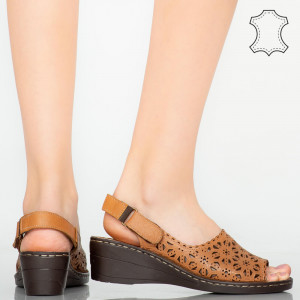 Platforme piele naturala Cuf maro