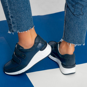 Platforme piele naturala Tod albastre
