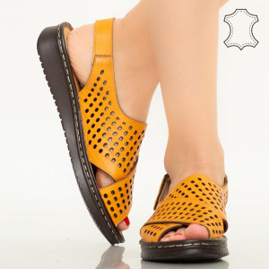 Sandale piele naturala Cox galbene