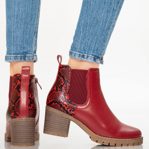 Botine imblanite Monu bordo