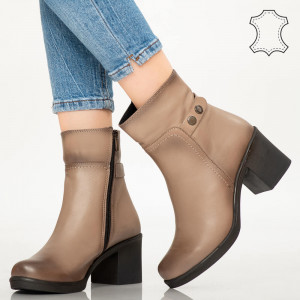 Botine piele naturala Act gri
