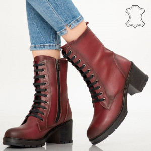 Botine piele naturala Gov bordo