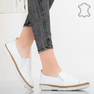 Pantofi piele naturala Bok albi