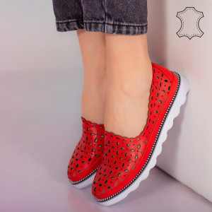 Pantofi piele naturala Bun rosii