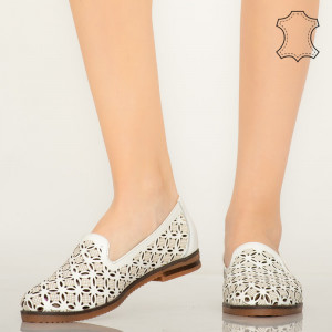 Pantofi piele naturala Bury albi