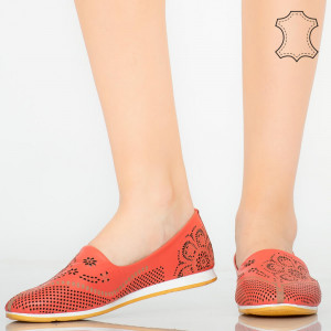 Pantofi piele naturala Cess rosii