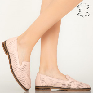 Pantofi piele naturala Guen roz