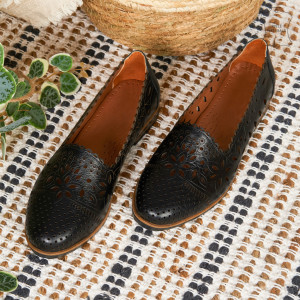 Pantofi Piele Naturala IZA Negri